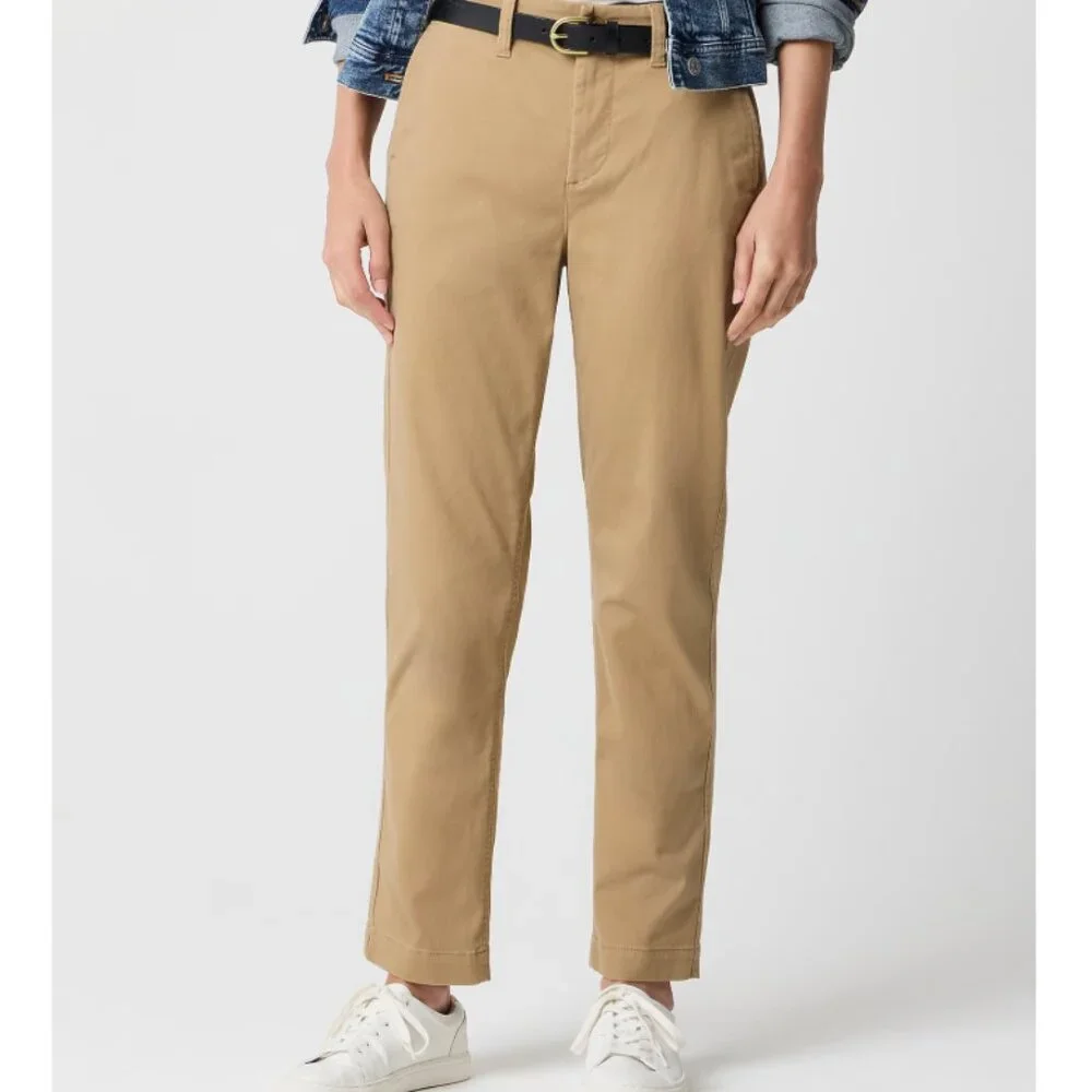 J. Crew High Rise Girlfriend Chino Pant in Camel (Dark Khaki Tan) Women's 10 - Picture 3 of 9